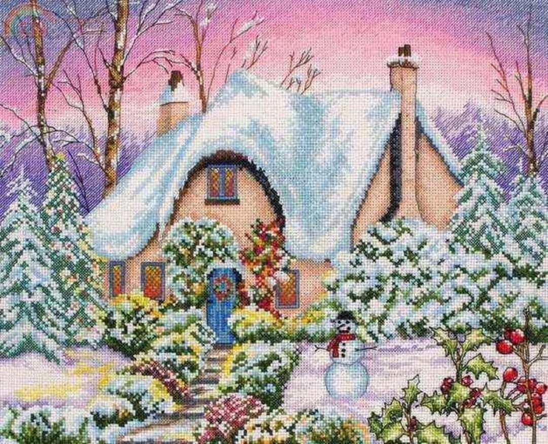 NEW Anchor Counted Cross Stitch Kit Snow Cottage PCE884 Etsy