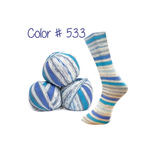 40% Off Sale - Lungauer Sockenwolle Seide - Partially Cloudy Stripes (Color #533)