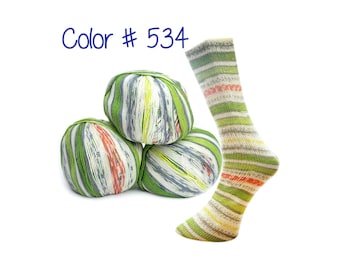 40% Off Sale - Lungauer Sockenwolle Seide - Pistachio Stripes (Color #534)