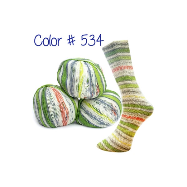 40% Off Sale - Lungauer Sockenwolle Seide - Pistachio Stripes (Color #534)