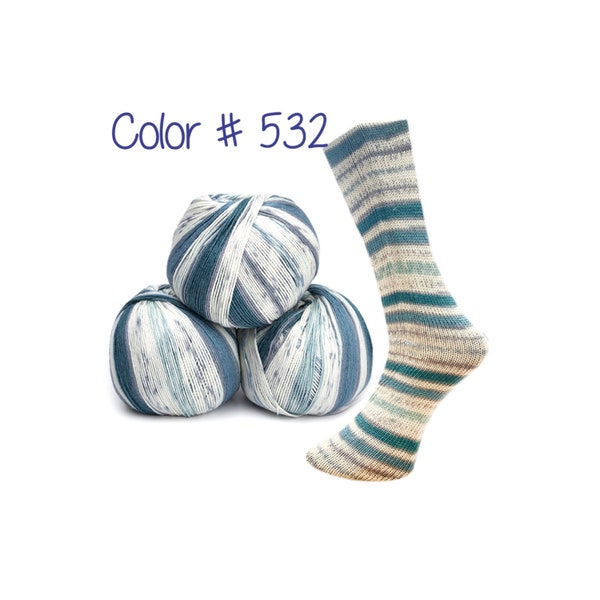 40% Off Sale - Lungauer Sockenwolle Seide - Glacial Stripe (Color #532)