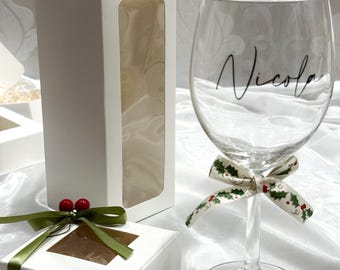 Christmas Glass - Gift Box - Wedding and Anniversary Gift Ideas - Personalized Glasses - Toast Glasses - New Home Gift Ideas