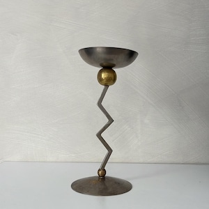 Vintage Memphis candelholder, zigzag form, 80s