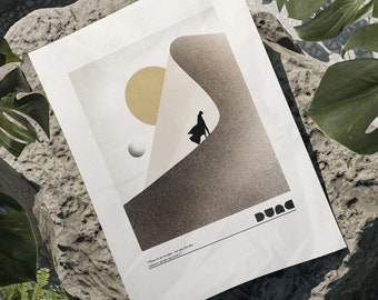 Dünenposter Punkte einfarbig Tusche | Paul Atreides Arrakis | Digitales Poster Wanddekoration | Beige Rot | Kunstwerk