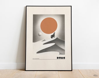 Dune poster monochrome points ink | Paul Atreides Arrakis | Digital Poster wall decoration | Beige Red | Artwork