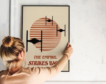 Star wars Poster einfarbig beige Punkt schwarz | Imperium schlägt zurück | Krawattenkämpfer | Digitales Produkt, Download | Kunstwerk | Wanddekoration