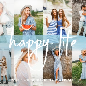 10 Lightroom Presets HAPPY LIFE, Desktop and Mobile Lightroom Everyday Light, Natural Bright Presets for Bloggers, Airy Presets Instagram