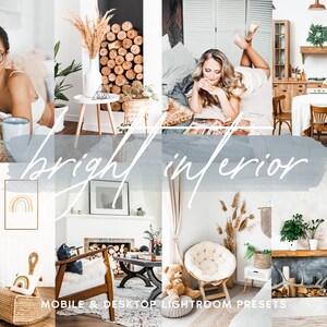 May include: A collage of images showcasing a bright and airy interior design aesthetic. The images feature a living room with a fireplace, a bedroom with a bed and a window, and a kitchen with a dining table. The images are all in a light and airy color palette, with white walls and natural light.