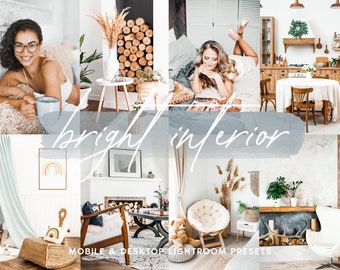 10 INTERIOR Professional Bright Home Real Estate Lightroom Presets, Premium Desktop and Mobile Interior Preset, Clean White Indoor Presets