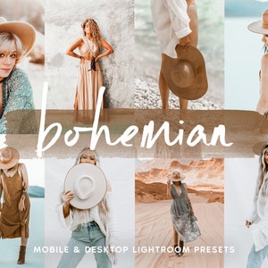 11 BOHEMIAN LIGHTROOM Mobile & Desktop Presets, Rustic Boho Vintage Blogger Preset, Airy Tones Creamy Photo Filter for Instagram