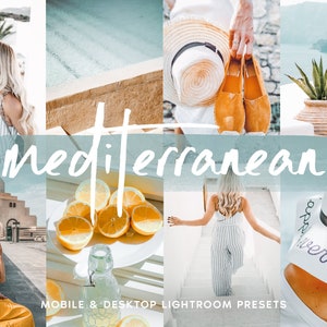 10 Desktop & Mobile Lightroom Presets MEDITERRANEAN, Photo Editing Filter for Instagram Blogger, Bright Summer Travel Influencer Preset