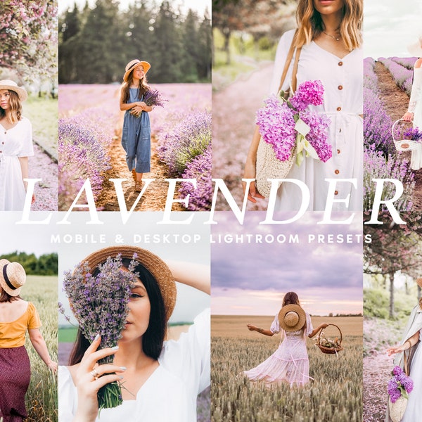 10 LAVENDER Lightroom Mobile & Desktop Presets, Outdoor Presets Lavender Field, Travel Influencer Instagram Filter, Travel Blogger Preset