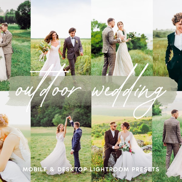 10 OUTDOOR WEDDING Lightroom Mobile & Desktop Presets, Professional Preset for Wedding Photography, Aesthetic Presets, Bright Wedding Filter