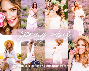 10 LENTE Lightroom-presets, mobiele en desktop-presets, bloemenesthetiek, paasfilter, natuurlijke luchtige lente-presets, pastel Instagram-filter