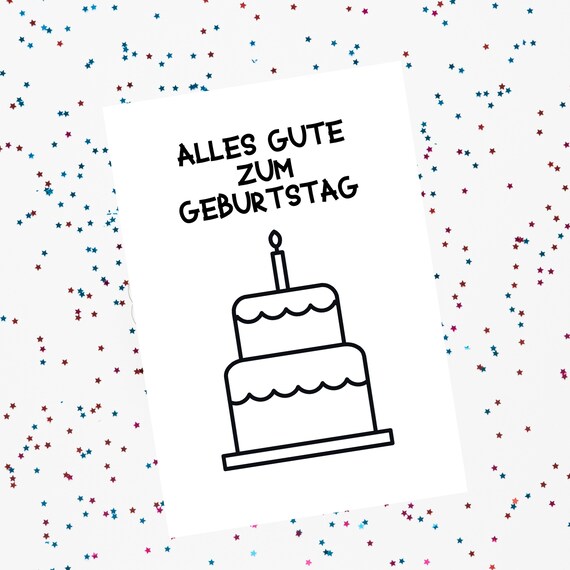 Printable German Birthday Card in German Language Digital Etsy