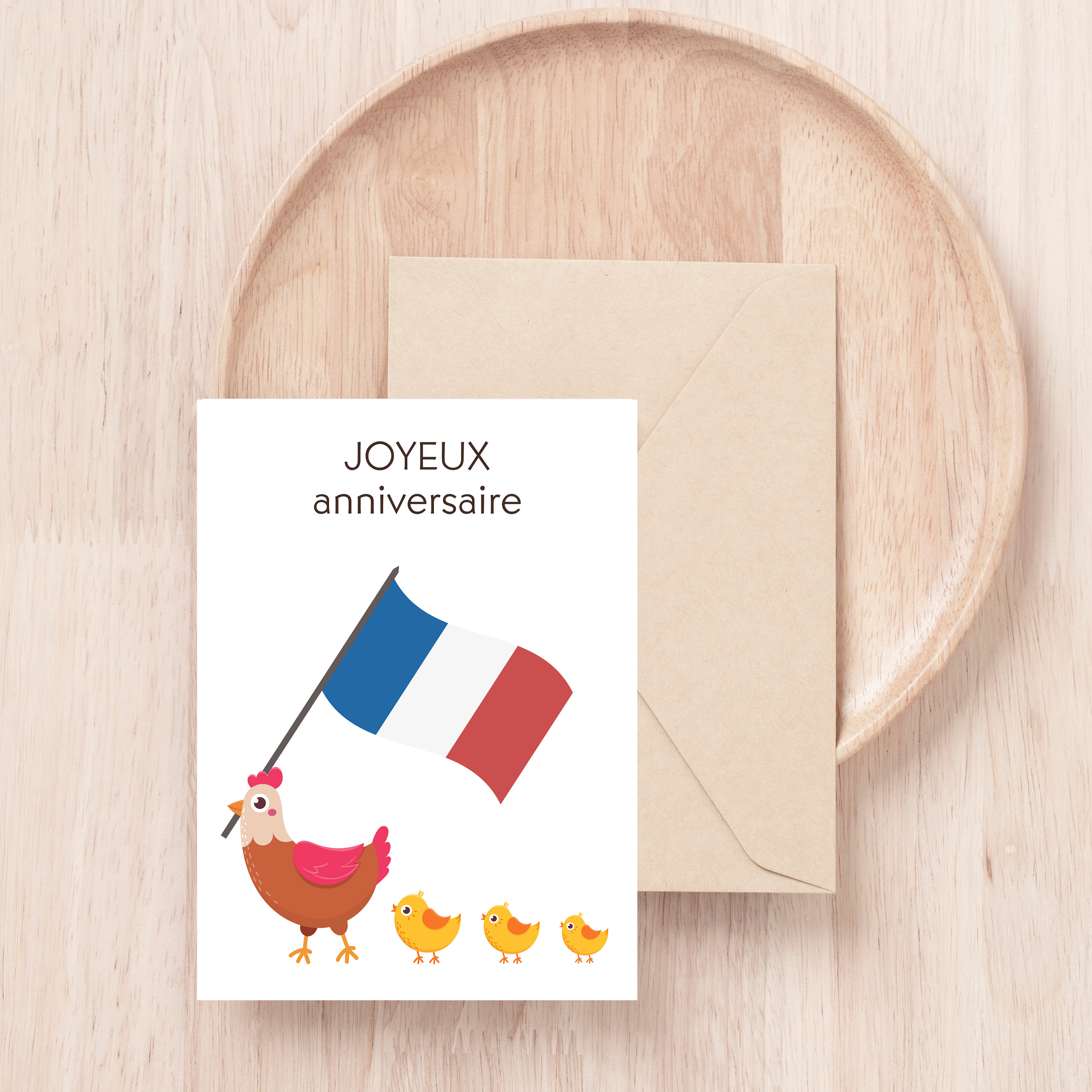 Printable French Birthday Card Joyeux Anniversaire happy Birthday in