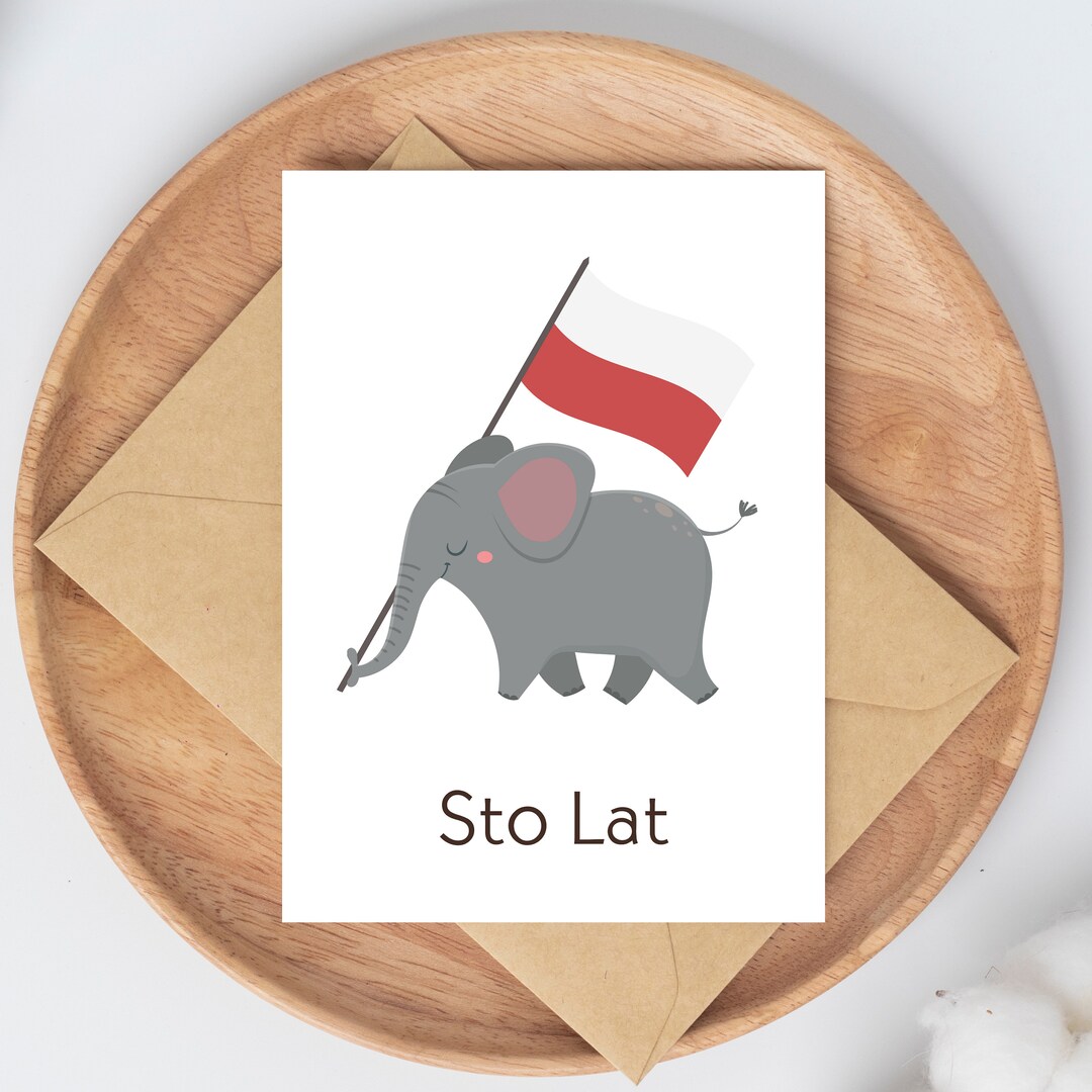 Printable Polish Birthday Card Sto Lat happy Birthday in Polish With Poland Flag and Horse ...