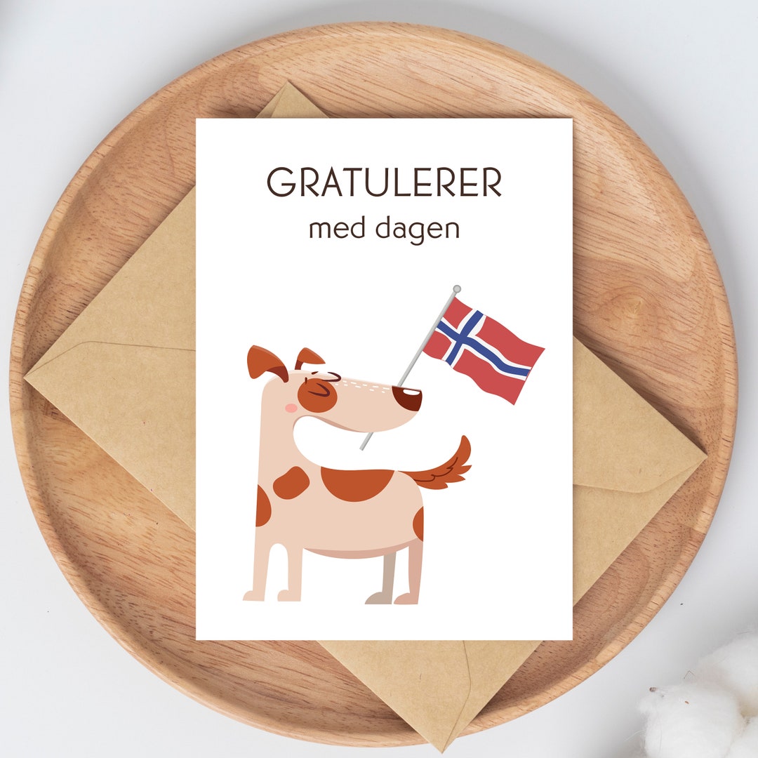 Printable Norwegian Birthday Card Gratulerer Med Dagen happy Birthday