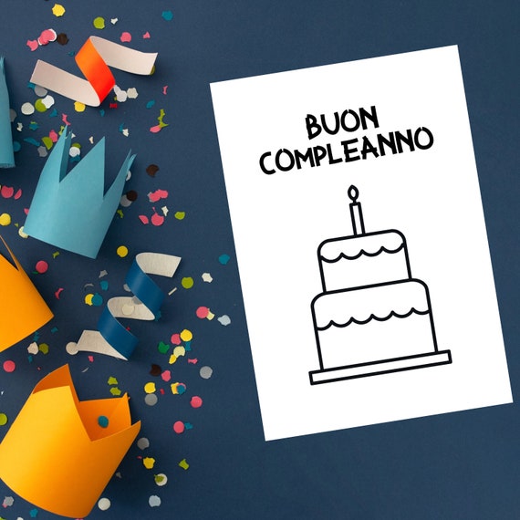 Printable Italian Birthday Card in Italian Language Digital Etsy