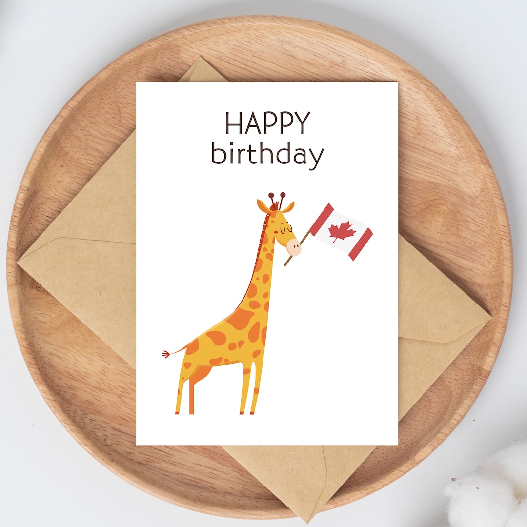 Printable Canadian Birthday Card Happy Birthday With Canada Flag and