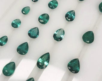 Natural Zambian Emerald: Pear Faceted Loose Gemstone (5X3 to 7X5)