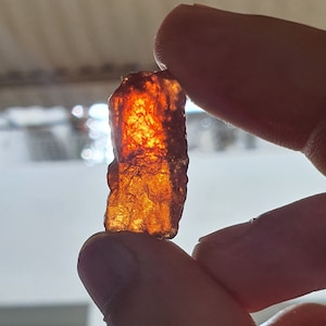 Raw Hessonite Garnet Crystal: Natural Untreated Orange Gemstone