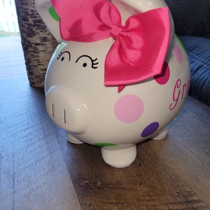 Baby Girl Pink Heart Personalized Piggy Bank