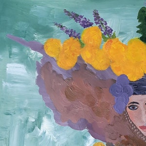 A pintura "Fada da lama de Białowieża" acrílica sobre papelão