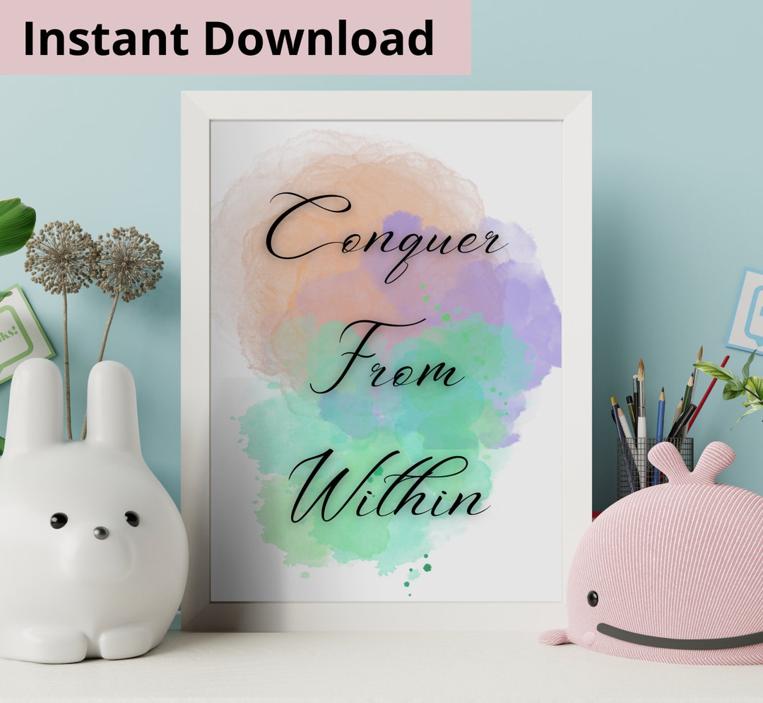 Printable Inspirational Wall Art, Digital Download, Watercolor Bedroom ...