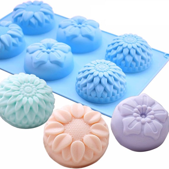 Candle Mold Handmade Soap Mould DIY 6 Cavity Silicone Flower Shaped Cake Craft 