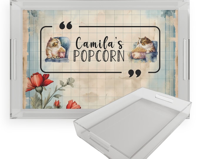 Personalized Popcorn bowl, Popcorn Bucket, Acrylic Popcorn Tray, Popcorn bowl personalized, Father's Day Gift Idea, Birthday Gift for Dad