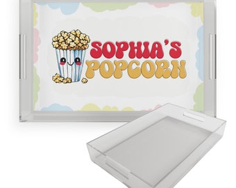 Acrylic Popcorn tray, Popcorn Bucket, Personalized Popcorn bowl, Kids Bowls, Kids Popcorn Bowl, Gift for girls, Birthday Gift for Girl