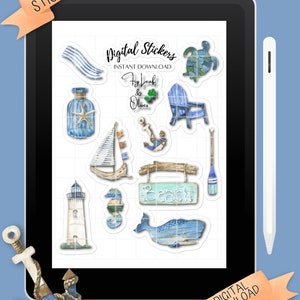 Escape to the Sea Coastal Collection |PNG | Vorgeschnitten | Clip Art | GoodNotes | Bekanntheit | Planer |Digitale Sticker