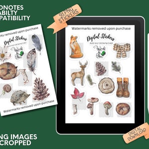 Woodland Forest Digital Stickers, GoodNotes Stickers, PNG Stickers, Digital Planner Stickers, Fall Stickers, Autumn Stickers