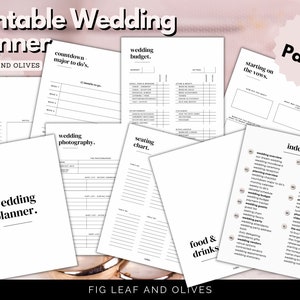 Wedding Planner, Minimalist Printable Wedding Planner, Digital Planner, Wedding Checklist, Wedding To Do List, Simple Planner, 65 Pages