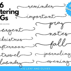 Digital Stickers PNG, Script Lettering, 246 Words, Perfect for Digital Planning, Journaling, Printable, Instant Download, Script Clipart