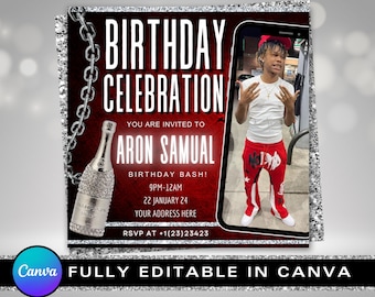 Men Birthday Flyer, Birthday Flyer for men, Birthday Invitation, Birthday Party Invitation, Party Invite Flyer, Bday Flyer, DIY Flyer, Canva