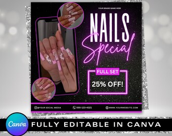 Nails Special Flyer, Nails Bookings Flyer, Nail Tech Flyer, Nails Special Deal Flyer, Nails Esthetician Flyer, Nail Flyer, Nails Extension