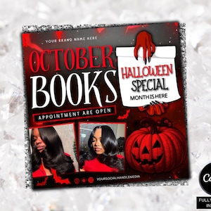 Halloween Booking Flyer, October Booking Flyer, October Books Open, Halloween Hair Flyer, Spooky SZN Flyer, October Hair Flyer, Nails MUA