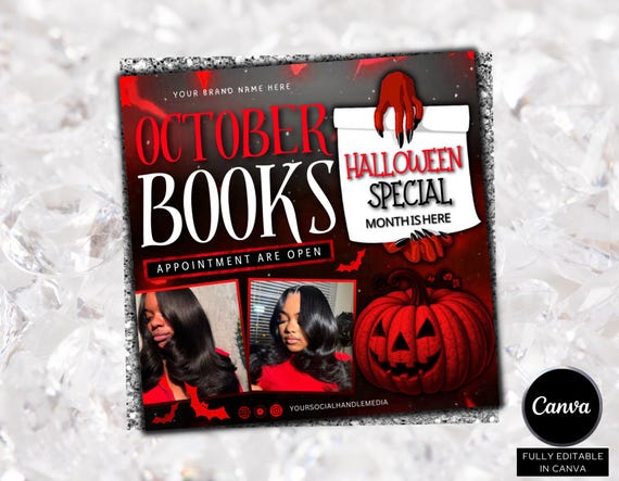Halloween Booking Flyer, October Booking Flyer, October Books Open, Halloween Hair Flyer, Spooky SZN Flyer, October Hair Flyer, Nails MUA