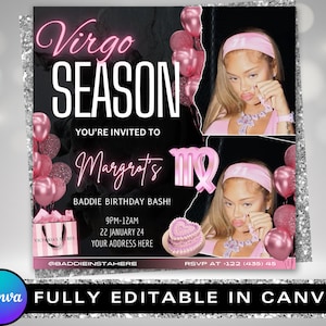 Virgo Birthday Flyer, Virgo Bash Flyer, Birthday flyer, Birthday Girl, Party Flyer, Celebration Flyer,Birthday Event, Birthday Invite, Virgo