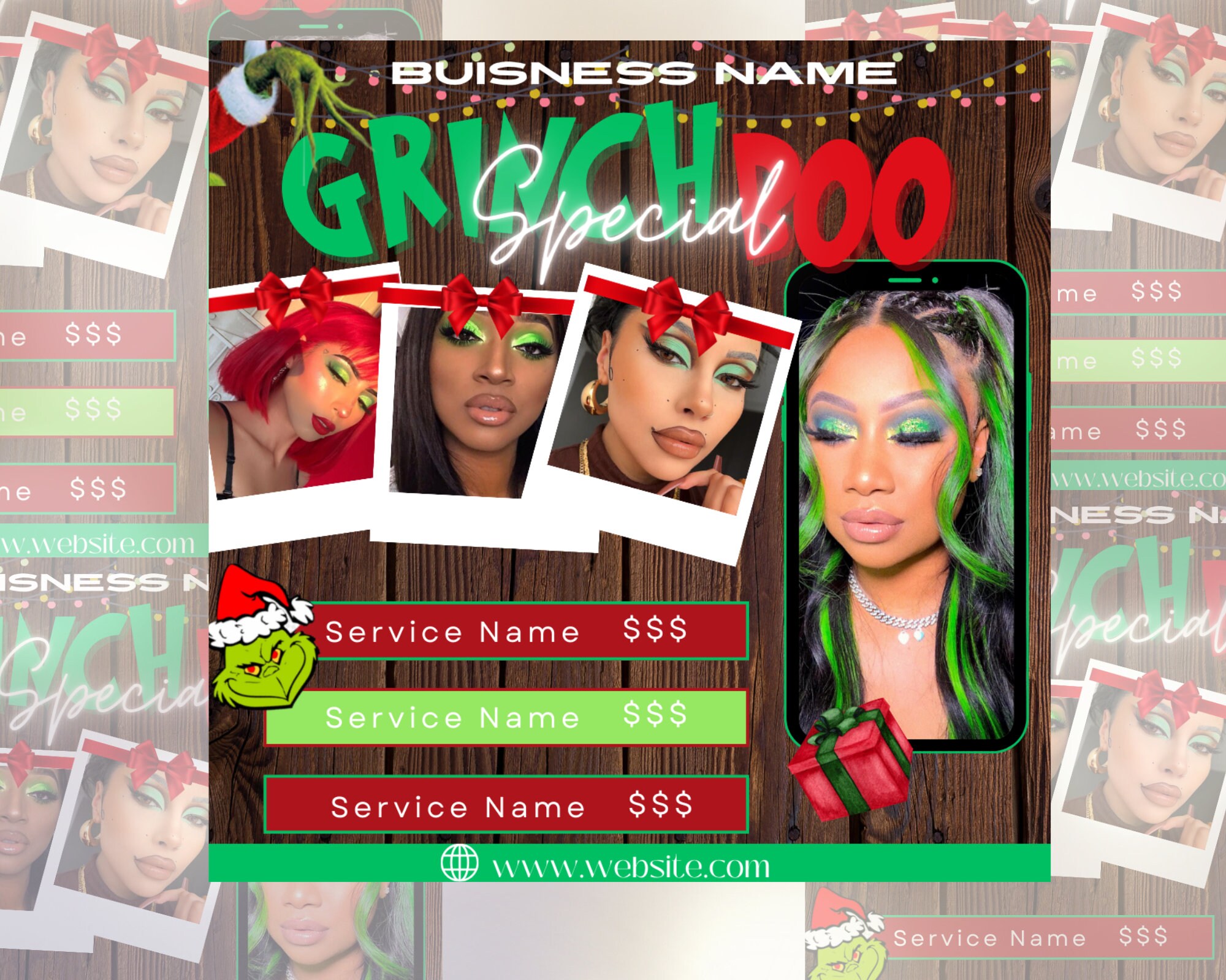 Christmas Hair Special Flyer December Booking Holiday Sale Price Flyer ...