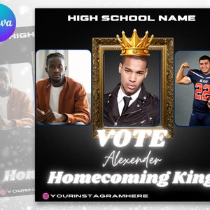 Vote homecoming KING , Social Media Flyer, Class campaign Flyer, high School homecoming, homecoming prince vote, homecoming king flyer