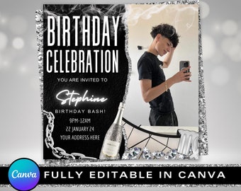 Volante de cumpleaños para hombres, Volante de cumpleaños para hombres, Invitación de cumpleaños, Invitación a fiesta de cumpleaños, Volante de invitación a fiesta, Volante de cumpleaños, Volante DIY, Canva