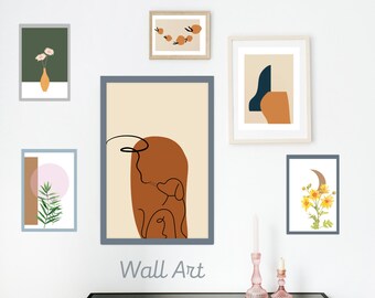 Printable Gallery Wall Art Set , Printable Abstract Art ,Botanical Print , Neutral Wall Art , Minimalist Print , Instant Download