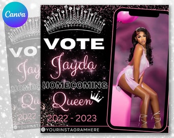 Vote Homecoming Queen Flyer, Homecoming Flyer, Campaign Flyer, Class Campaign Flyer, Election Flyer Prom Queen Flyer | DIY Editable Template