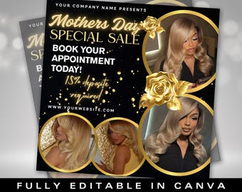 Mothers Day Booking Flyer, May Booking Flyer, May Books open, Hair Braids Nails Lashes MUA Wig, Book Now Flyer, May Appointment Flyer