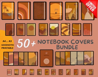 Boho digitale notebookhoezen, Goodnotes-hoezen. Planneromslagen , Tijdschriftomslag , Kladblokomslag , Afdrukbare notitieboekomslagen