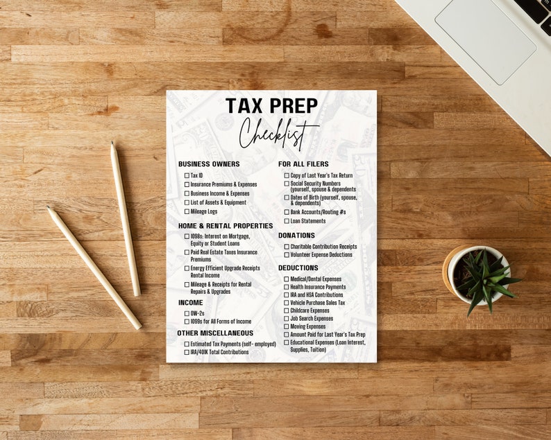 Tax Prep Checklist, Editable, Tax Preparation Checklist, Tax Prep