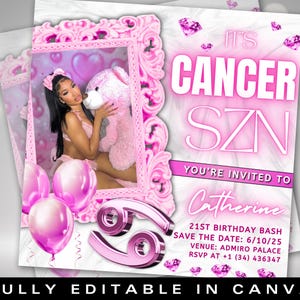 Cancer Season Party Flyer, Birthday Szn Flyer, Cancer Invitation Flyer, Cancer Birthday Event, Social Media Flyer, Premade Flyer Template